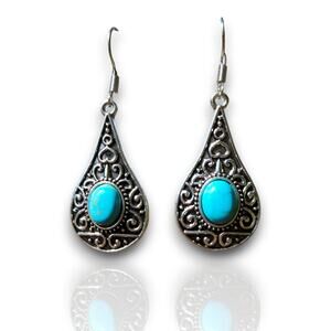 Blue Turquoise Dangle Earrings